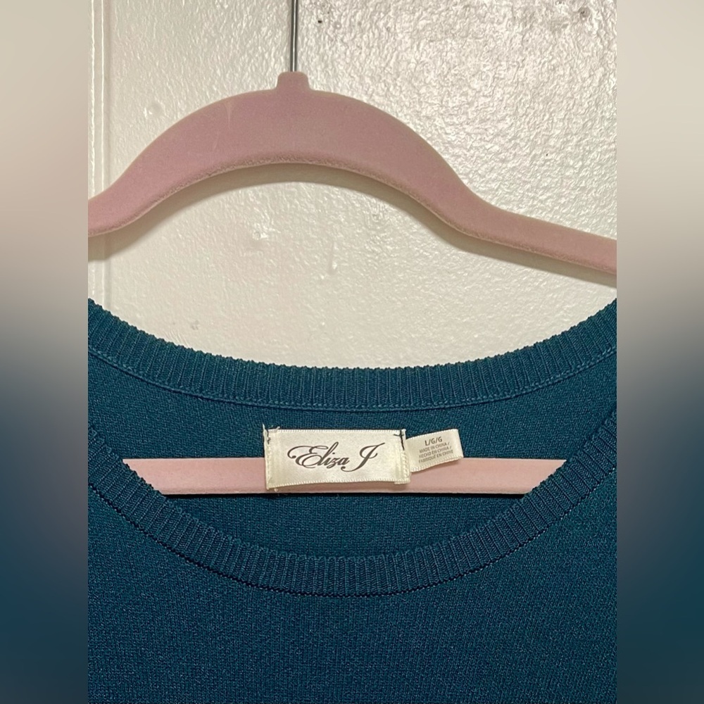 Eliza J Crew Neck Fit & Flare Sweater Midi Dress Sz Large - Picture 3 of 7